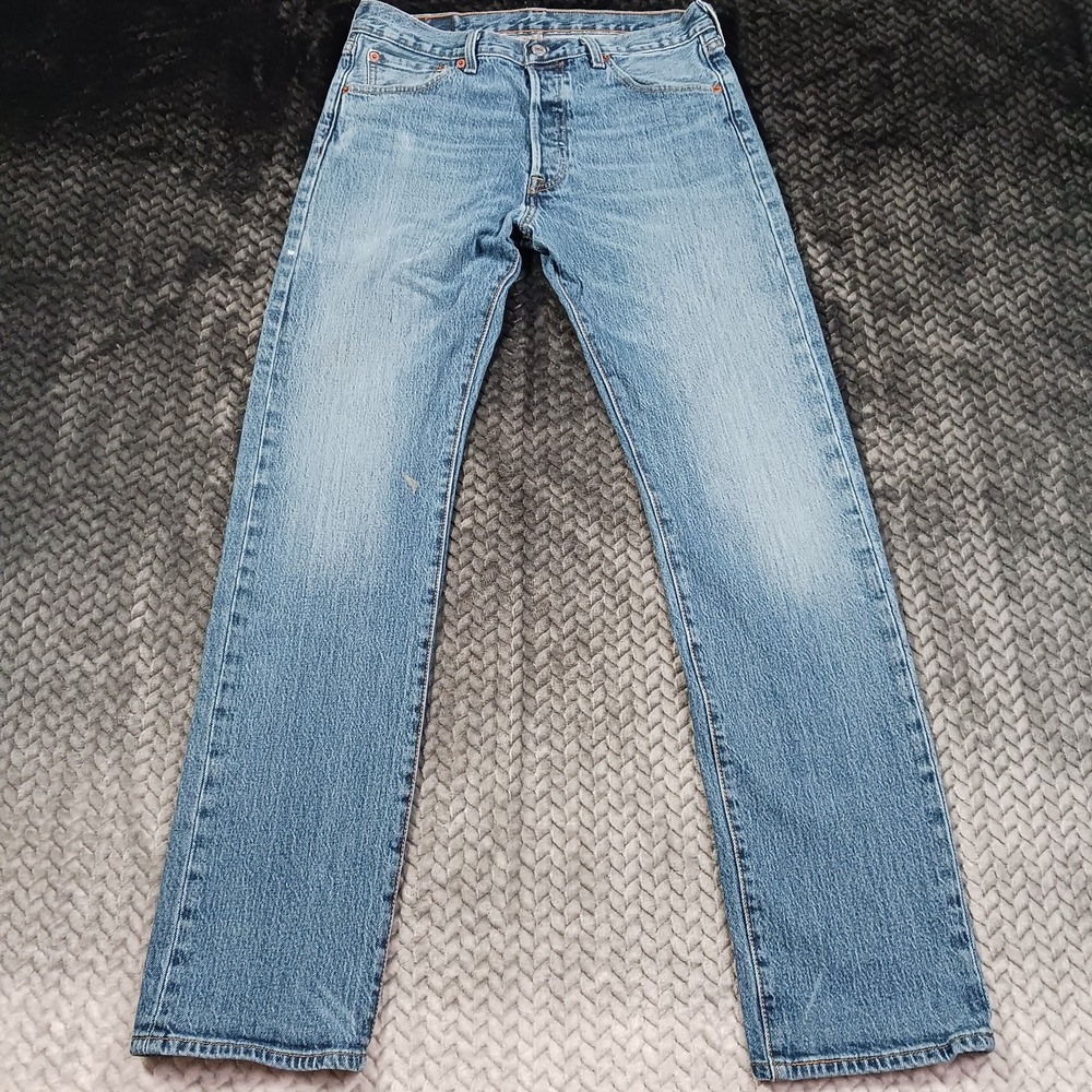 Levi's 501 Jeans Men's 30x32 Blue Cotton Denim Straight Workwear Faded Stretch